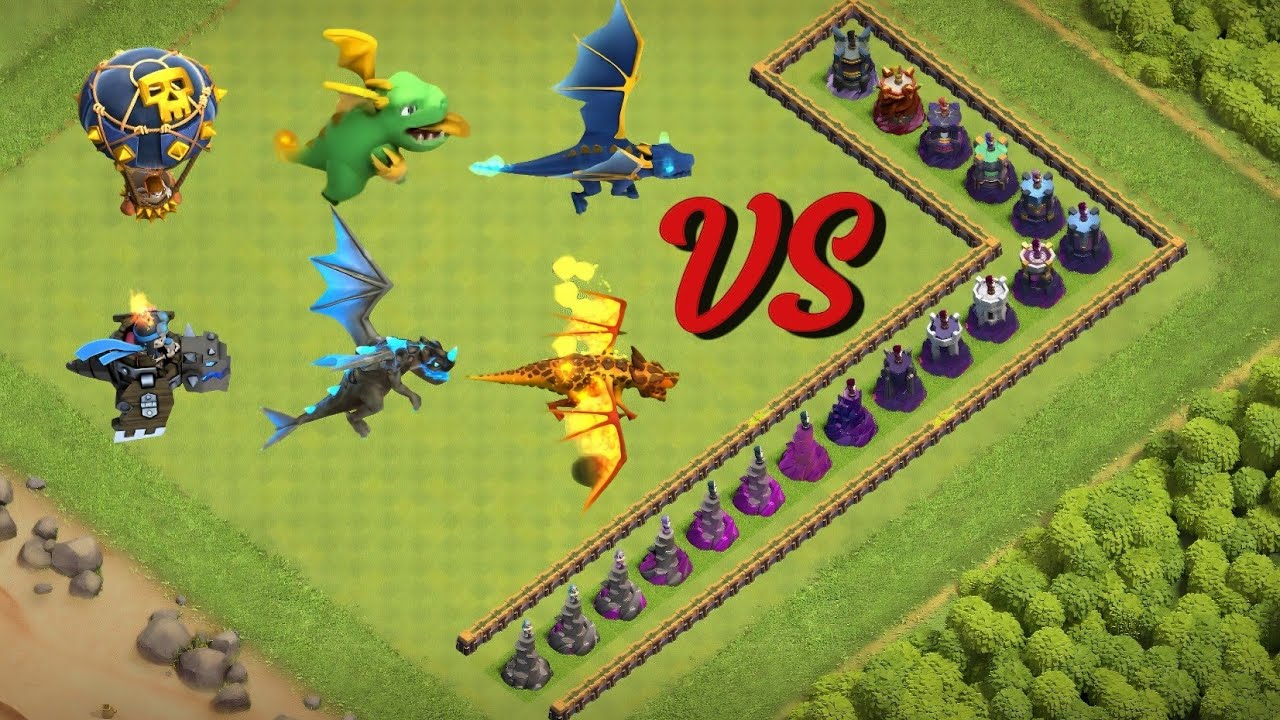 All air Troops destroy All level wizard tower | clash of clans