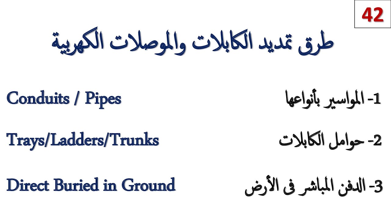 Cables and Wires Routing ( طرق تمديد الكابلات والموصلات  الكهربية)