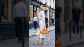Champagne Silk Shirt + White Midi Skirt = Ultimate Old Money Authority 🕊️🤎 #fashion #style #ootd