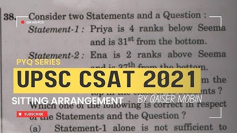 Priya is 4 ranks below Seema | Sitting Arrangement | UPSC CSAT PYQ SERIES 2021 | CSAT Full Course