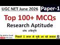 Research Aptitude MCQs for June 2026 | UGC NET Research Aptitude Preparation | Most Expected MCQs