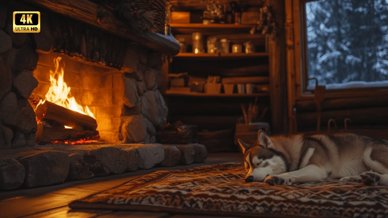 Winter Cabin Ambience ❄️ Snowstorm & Fireplace Sounds for Peaceful Sleep | 3 Hour