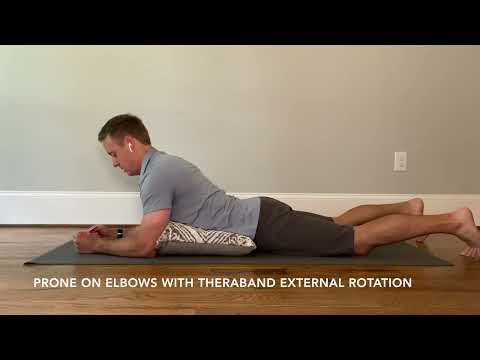 Prone On Elbows with TheraBand External Rotation