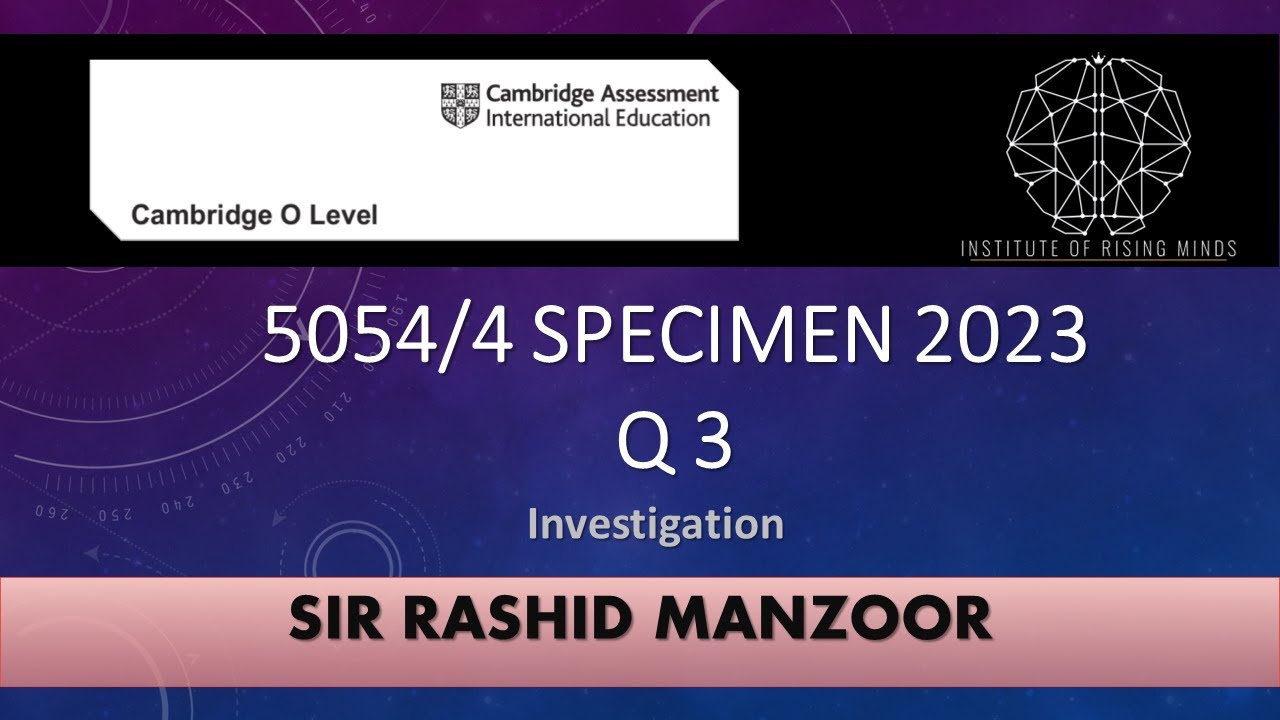 CIE O Levels 5054 l Physics | P4 ATP Specimen 2023 Q3 | Sir Rashid ...