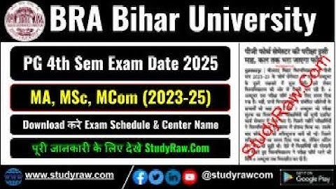 BRABU PG 4th Sem Exam Schedule 2025 Session 2023-25 MA MSc MCom BRA Bihar University