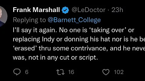 RESHOOTS DO NOT MEAN THE RUMORS ARE TRUE! Marshall chimes in. #indianajones5 #kathleenkennedy