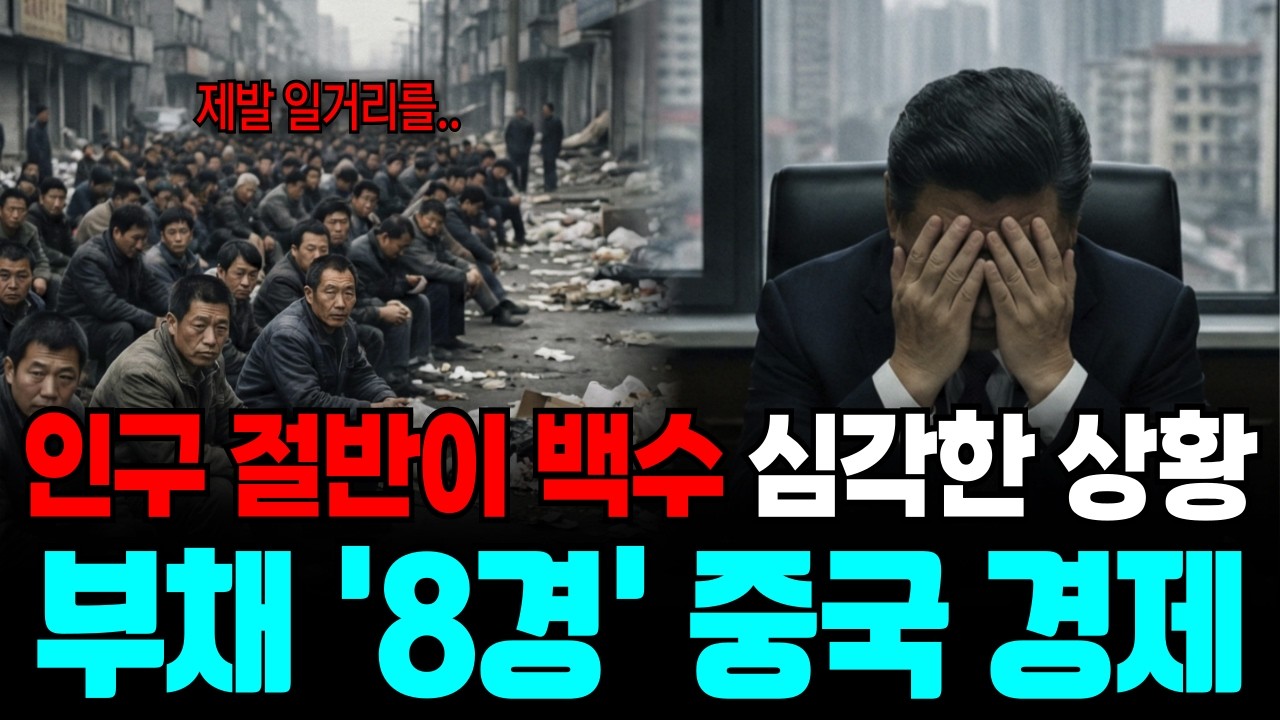 부채 '8경' 중국 경제 몰락, 인구 절반이 백수인 심각한 상황