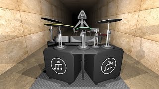 Rock drummer in a rock tunnel 3D !