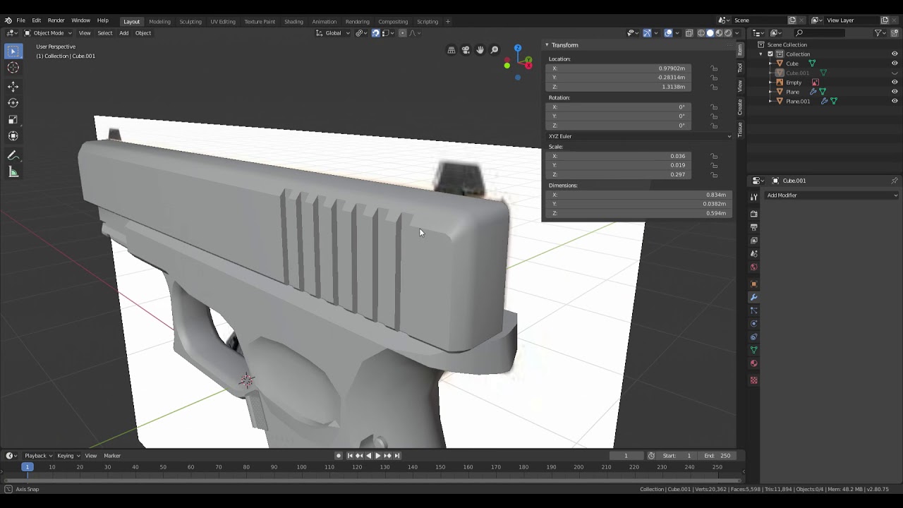 Blender Gun Modelling Tutorial (Part 2) YouTube