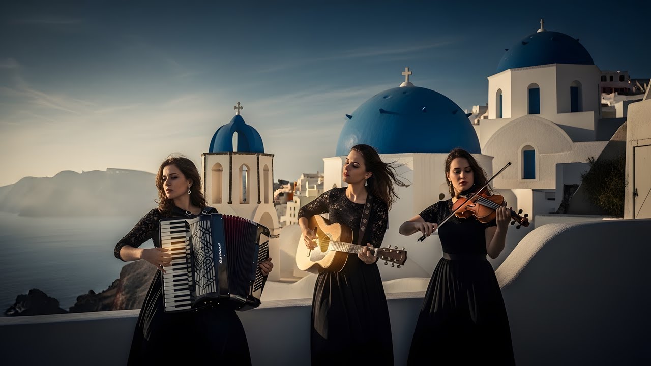 🎶 Mediterranean Soul Vibration | Flamenco, Accordion & Violin Fusion | Santorini View