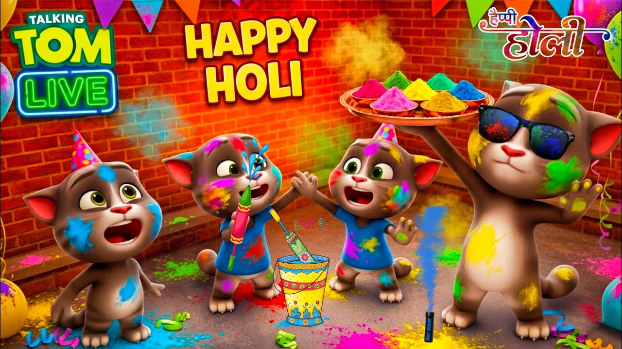 Talking Tom Game Funny Live 🎈🔫 Happy Holi
