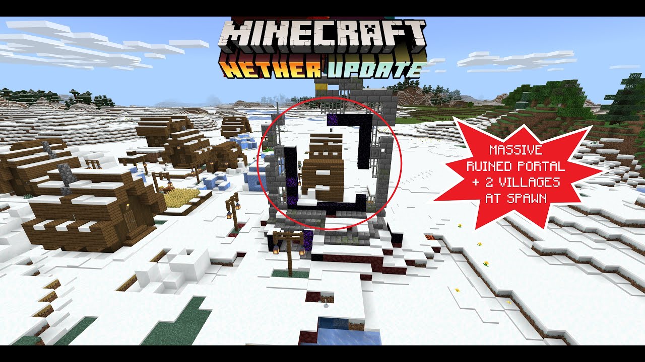 This seed has a massive ruined portal and 2 Villages at SPAWN!!! - YouTube