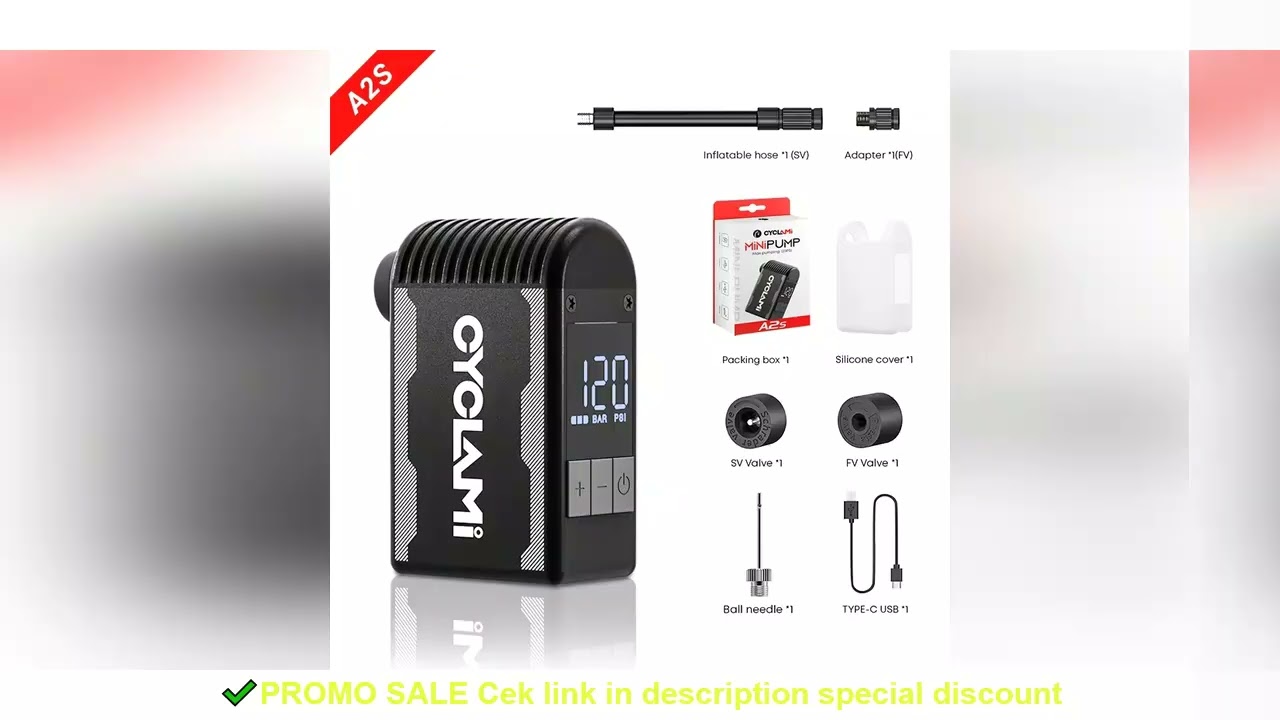 CYCLAMI 120PSI Portable Bike Electric Air Pump Schrader Presta Valve Road MINI Fast Compressor for B