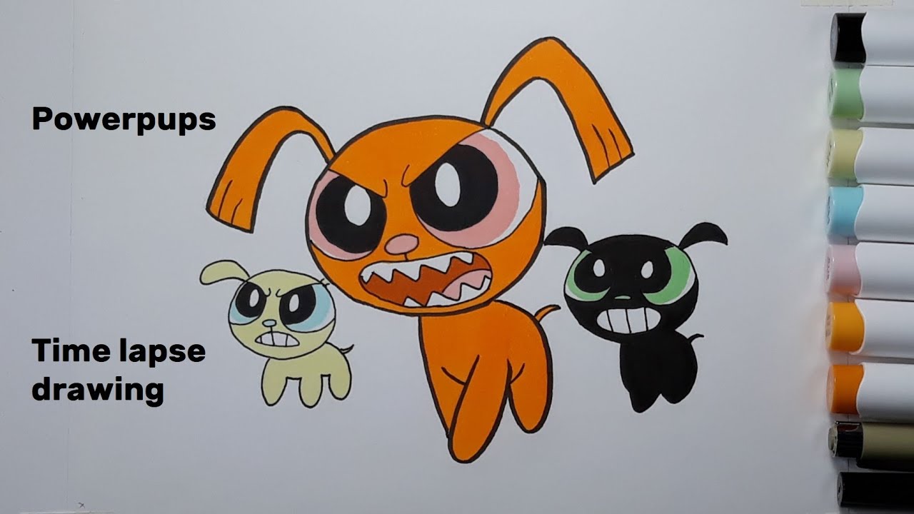 Powerpups from The Powerpuff Girls [ short timelapse drawing ] - YouTube