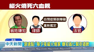 20180802中天新聞 逆子燒家釀6親人死亡 開庭竟比不雅手勢