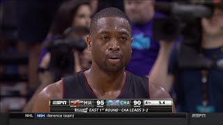 Dwyane Wade Gets Away With a Foul on Walker | Heat vs Hornets | Game 6 | 2016 | NBA Playoffs