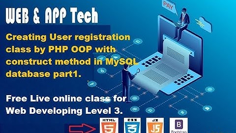 Free Online live tutorial Create Registration Class in PHP class OOP with construct method Part 1