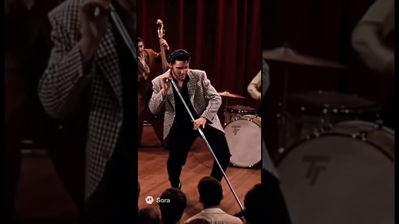 Elvis Presley on stage 1950 shaking his hips like never before