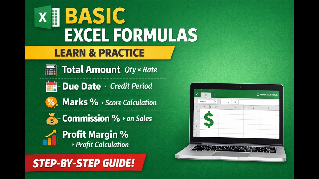 Advance Excel Tutorial | Useful Basic Formulas with Examples - YouTube
