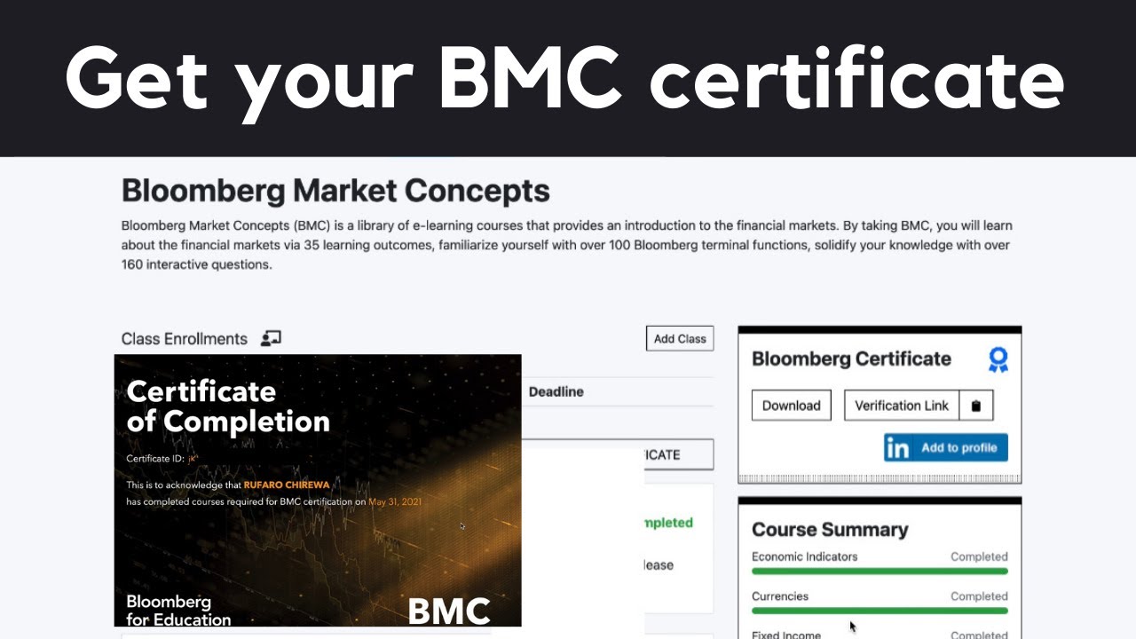 How To Download The Bloomberg Markets Concepts (Bmc) Certificate  Share It On Linkedin