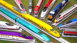 TOMIXとKATOの素晴らしいNゲージ鉄道コレクションを開封！日本を代表する4つの新幹線が対決！E5系「はやぶさ」、E6系「こまち」、923形「ドクターイエロー」、500系「ハローキティ新幹線」！