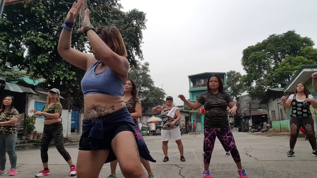 Zumba gold in camouflage 4 dancing in the street