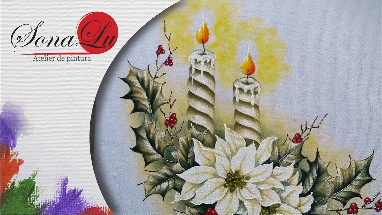 Aula 757 - Velas Natalinas Douradas em Pano de Prato