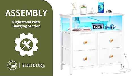 🛠️Yoobure Night Stand with Charge Station, Nightstand with 4 Drawers Assembly Video🛠️