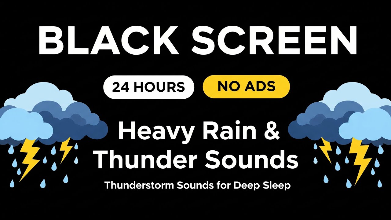 🔴 Heavy Rain and Thunder Sounds for Sleeping - Black Screen | Thunderstorm Sounds for Deep Sleep