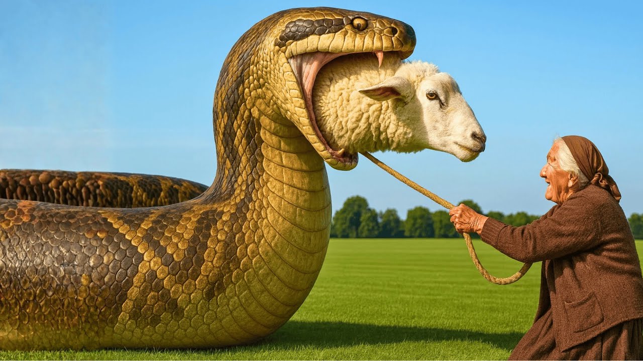 Brave Heroes Rescue a Poor Sheep From a Giant Python in the Open Field 🐑🐍