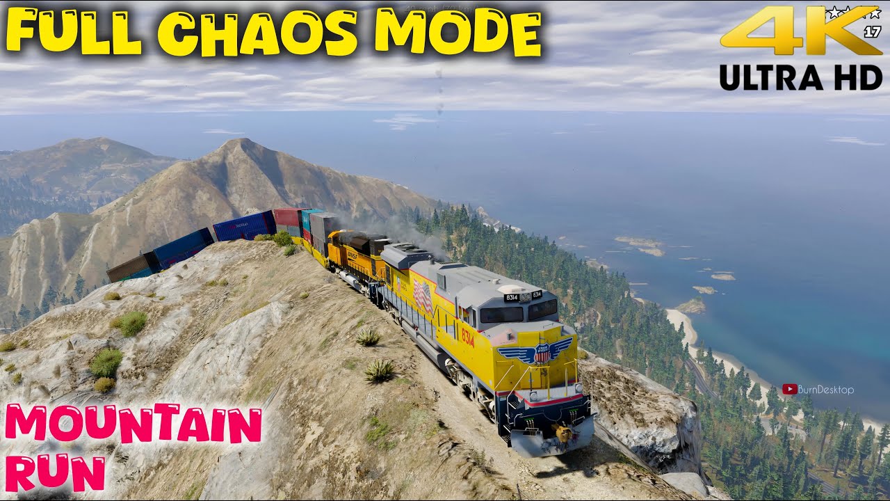 GTA 5 – Union Pacific Freight Train SD70ACe Running on Highways, Forests & Mountains