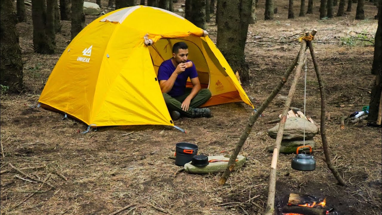 Solo Wild Camping Camping With Thunderstorm Overnight ASMR CAMPING