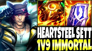 NEW HEARTSTEEL SETT OP SKIN AND THE IMMORTAL BUILD 1V9 FROM TOP LANE 🔥