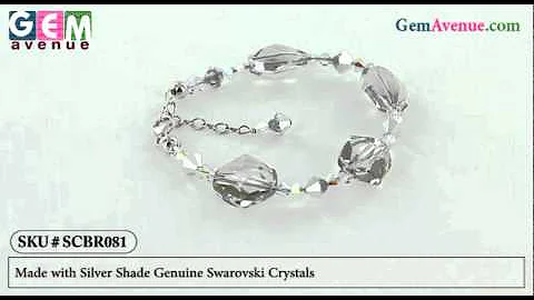 SCBR081 Sterling Silver Adjustable Length Bracelet with Silver Shade Genuine Swarovski Crystals