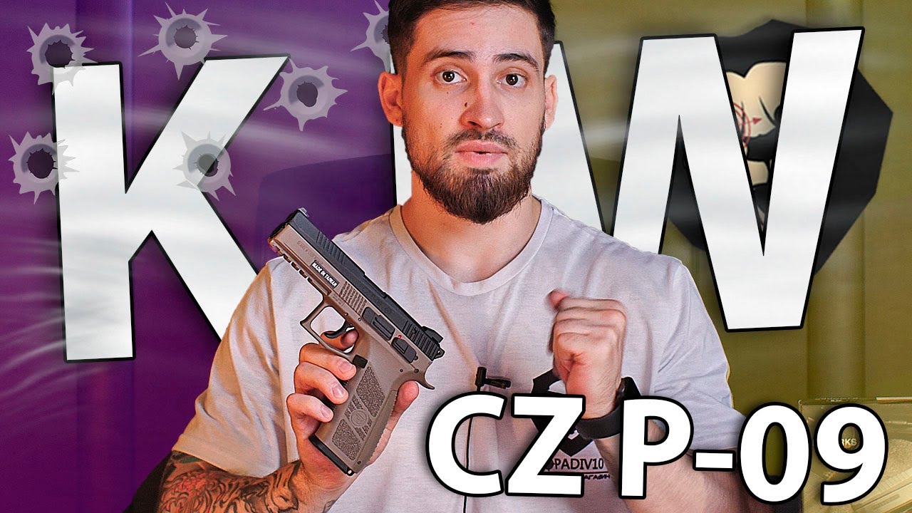 Страйкбольный пистолет KJW CZ P-09 (6 мм, GBB, Co2, Tan) видео обзор