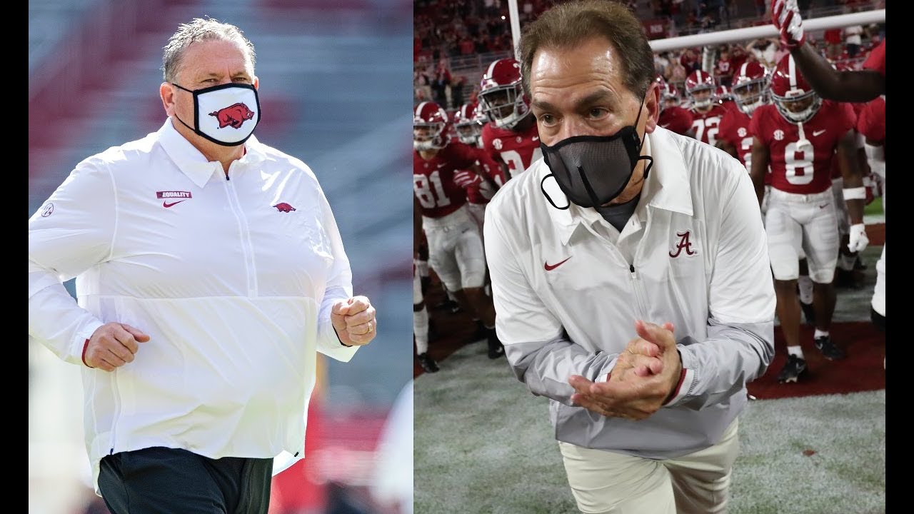 Nick Saban talks Mac Jones, Jalen Hurts, and Arkansas Sam Pittman is
