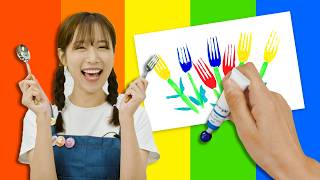 [Tic-Tac Handcrafts ep.1] Making tulips with a Fork🌷 | Arts and Crafts🎨 | Lotty Friends