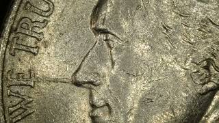 1996 P Jefferson Nickel Spiked Head Die Crack SKH 04 1996p (microscope video)