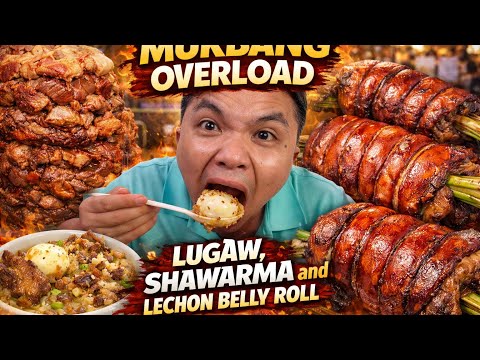 Lechon Belly Roll and Overload Lugaw na Madaming Laman Loob at Shawarma na Spicy na Maanghang
