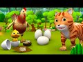 Hen's Eggs and Funny Cat Story - मुर्गी के अंडे और नटखट बिल्ली कहानी 3D Kids Hindi Moral Stories