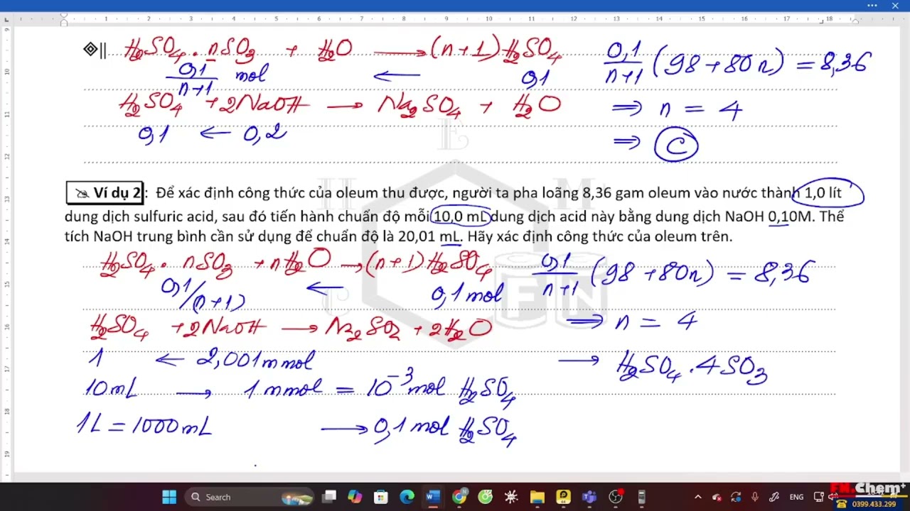 [HÓA HỌC 11] BÀI TOÁN OLEUM  &  NỒNG ĐỘ DUNG DỊCH