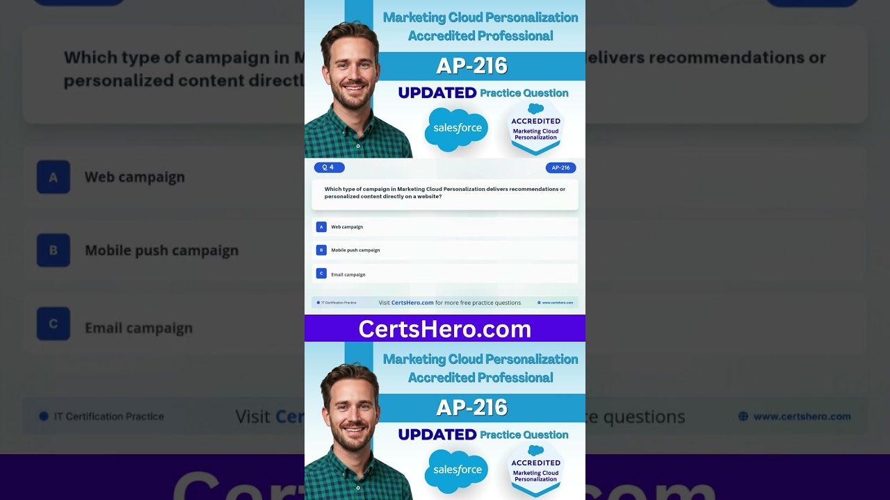 Marketing Cloud AP-216 | Free Practice MCQs 2025 