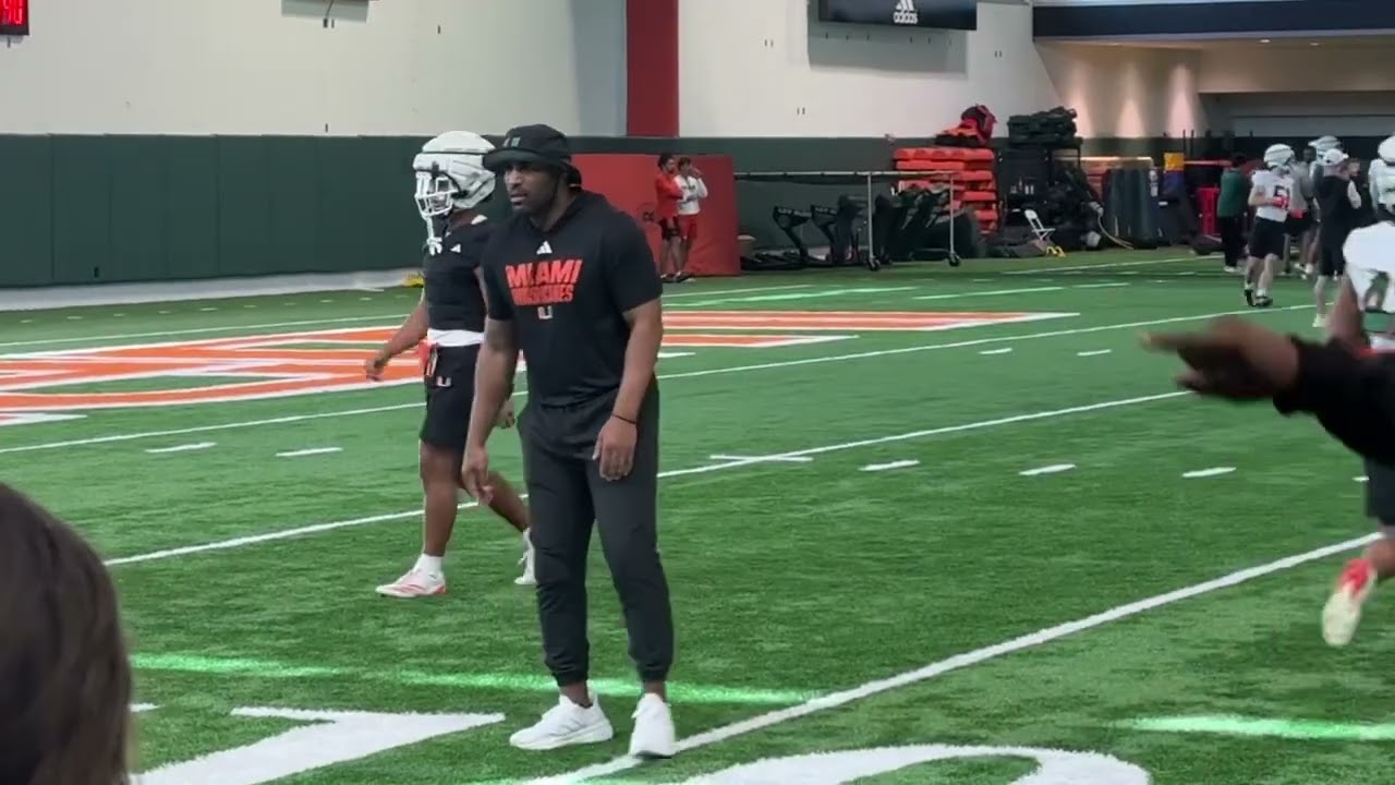 Miami Hurricanes Spring Practice DB drills March 5