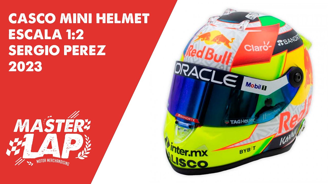Buy Mini Helmet 1:2 Sergio Pérez 'Red Bull 2023'. Available in