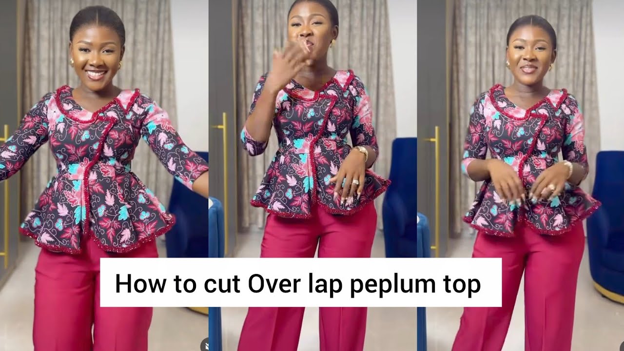 HOW TO CUT AN OVERLAP PEPLUM WITH FRONT SLIT #Peplumtop #how 