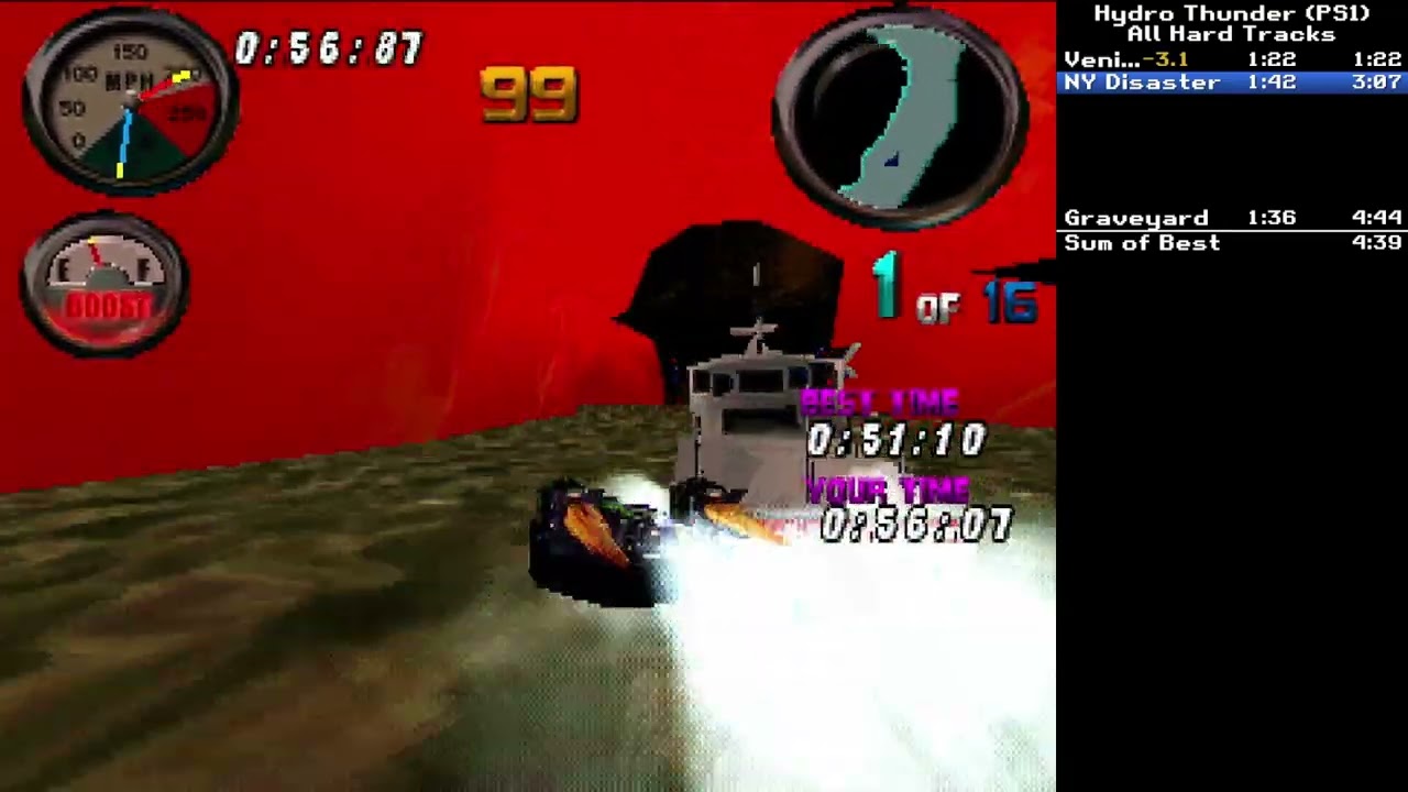 Hydro Thunder (PS1) All Hard Tracks - 