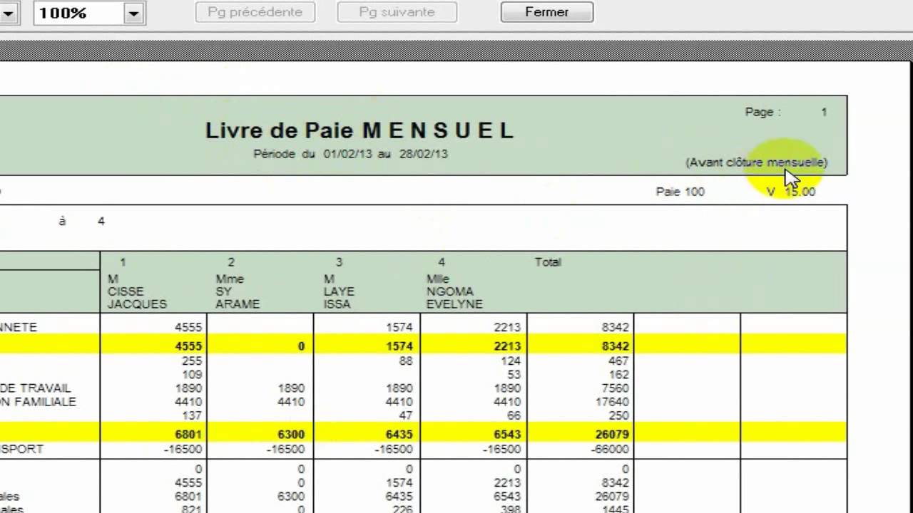 Edition des états de paie et clôture mensuelle avec Sage Paie