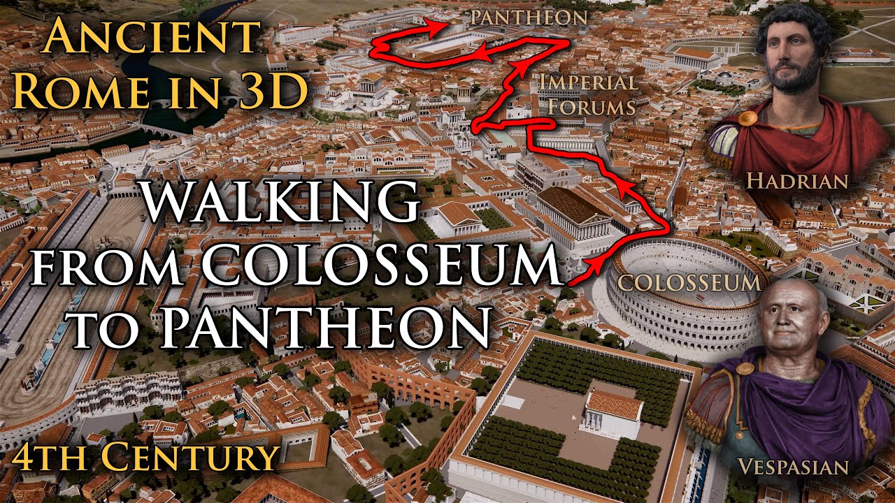 Ancient Rome in 3D - Virtual walking from Coloseum to Pantheon