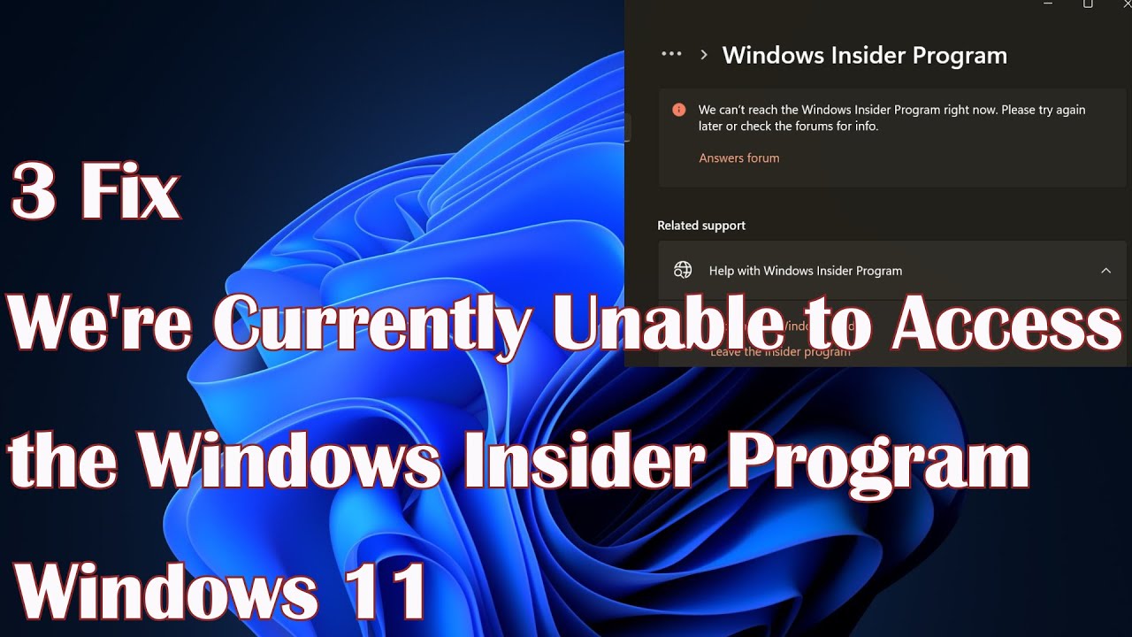 We're Currently Unable to Access the Windows Insider Program in Windows ...