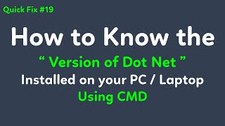 [ Quick Fix 19 ] How to check  .net framework version using cmd | Dot Net Framework version by cmd